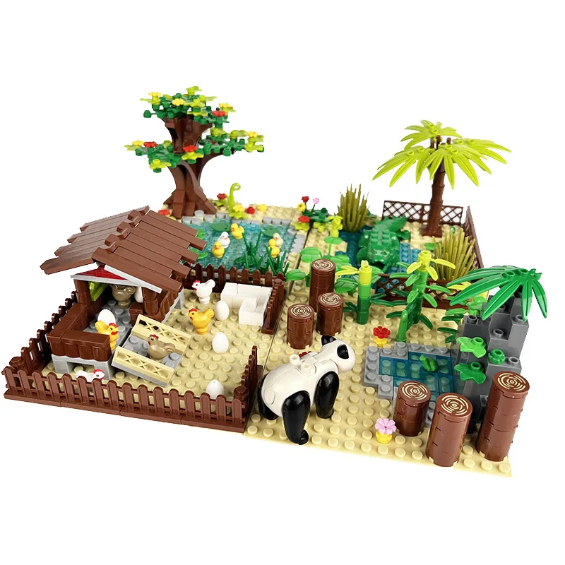Zoo MOC градивните елементи на Играчки Сцена Ферма Тухли Играчки на Дом За Отглеждане на Тигри Патица Крокодил Езерото Курника Съвместими С LEGO