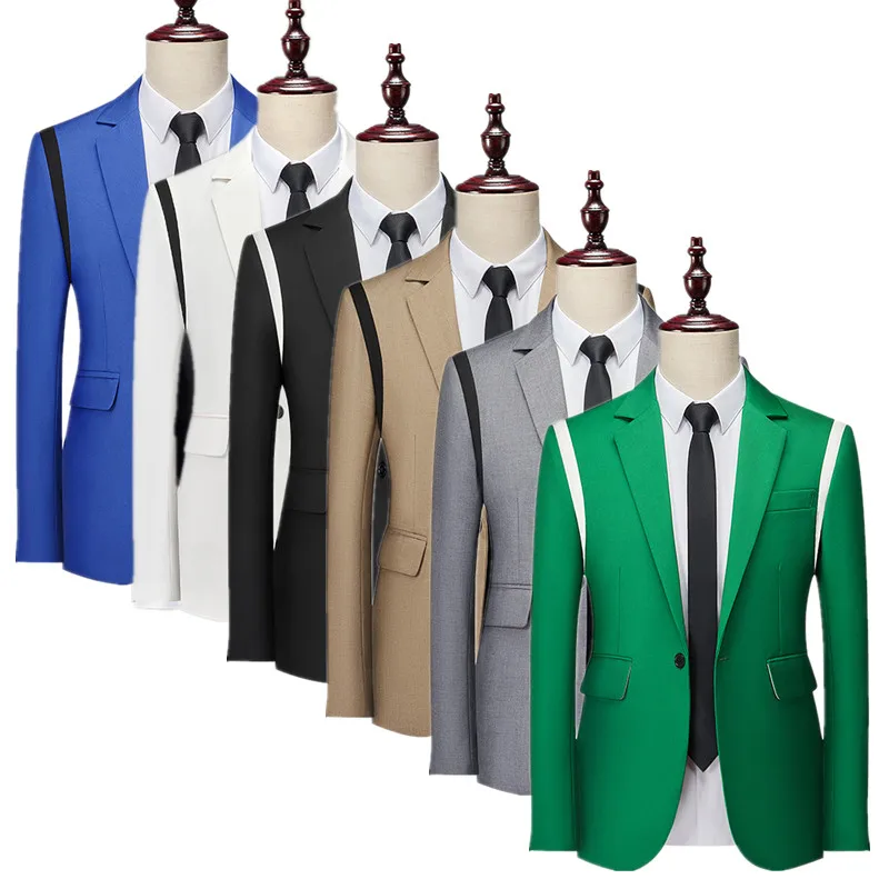 2023 Нов мъжки яке в стил мозайка, зелено / Синьо / черен, Модерен мъжки однобортные блейзери за бизнес и отдих, приталенные палто,
