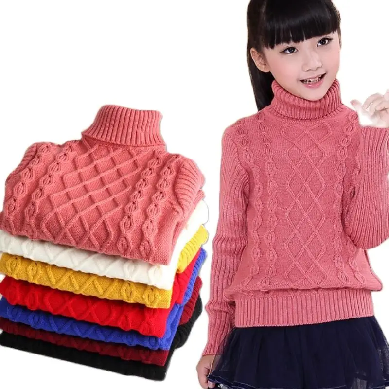 детски пуловер Есен-зима, трикотажни ризи-turtlenecks за момчета и момичета, обикновен пуловер с висока воротом за тийнейджъри, sweater1-16Y