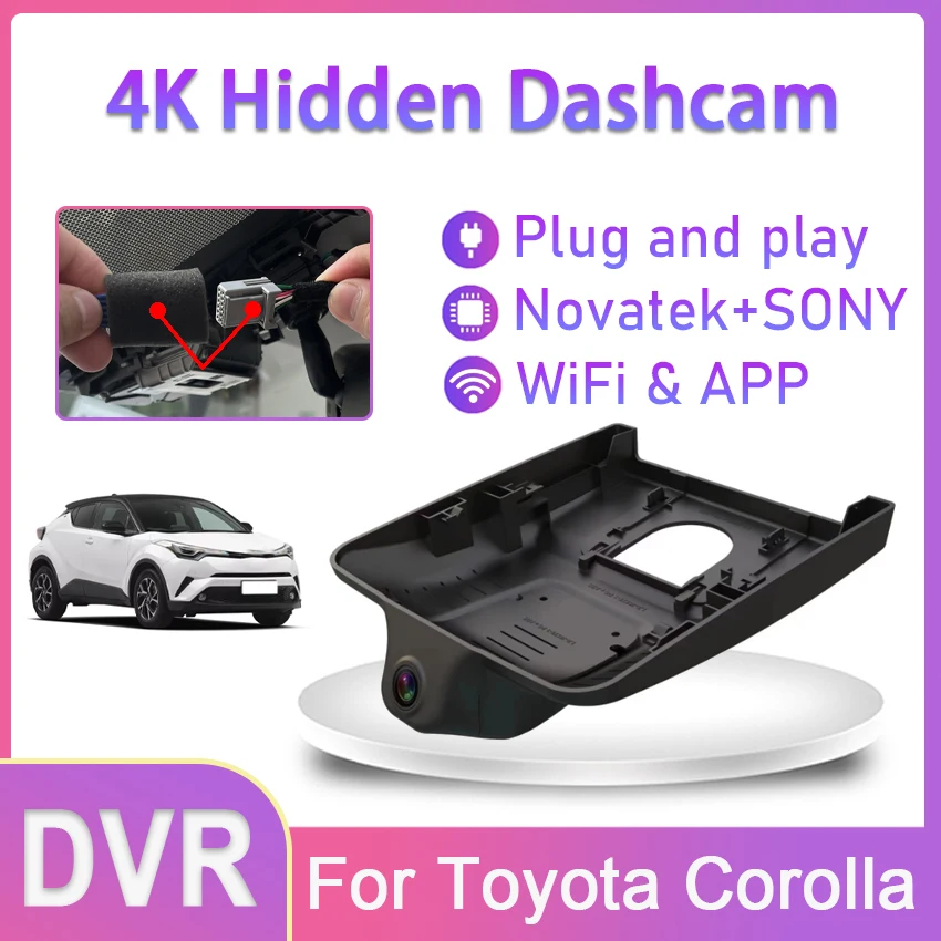 Новост! Щепсела и да играе Авто Wifi DVR Видеорекордер 4K Dash Cam Камера За Toyota Corolla 2023 UHD за Нощно Виждане Високо Качество на един dashcam