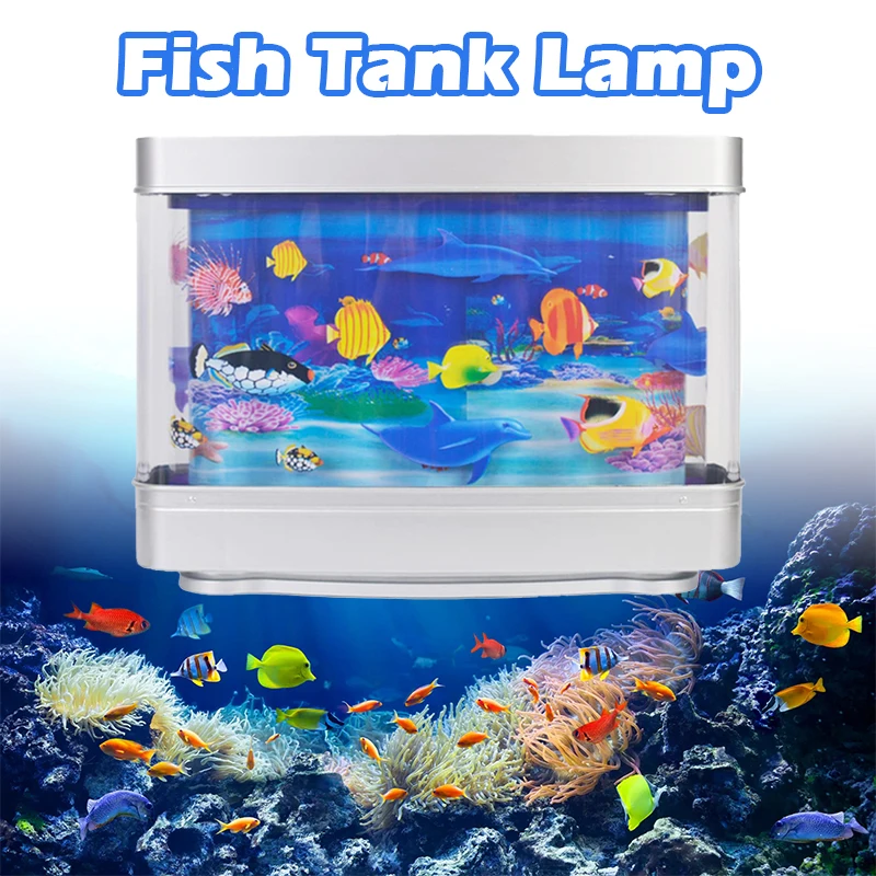 Имитация на декоративна лампа за аквариум, Аквариумной лампи, риба с изглед към морето, малка led настолна лампа, дом нощен украса, настолен аквариум