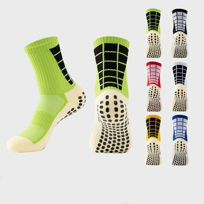 1 чифт футболни чорапи за възрастни, чорапи с футболна топка, нескользящие чорапи със средна дължина, спортни и футболни чорапи с точков приклеиванием