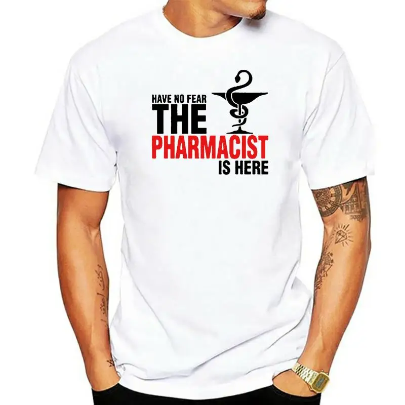 Памучен Лятна тениска С писмото принтом Have No Fear The Pharmacist Is Here, Мъжка Тениска За свободното време с къс ръкав в Аптеката