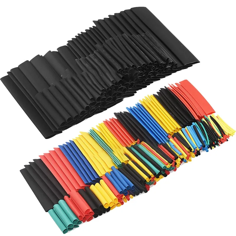 127шт / 328шт Комплекти за автомобилни електрически кабели и тръби Свиване тръба, амбалажна хартия, ръкав 8 Различни размери, смесен цвят