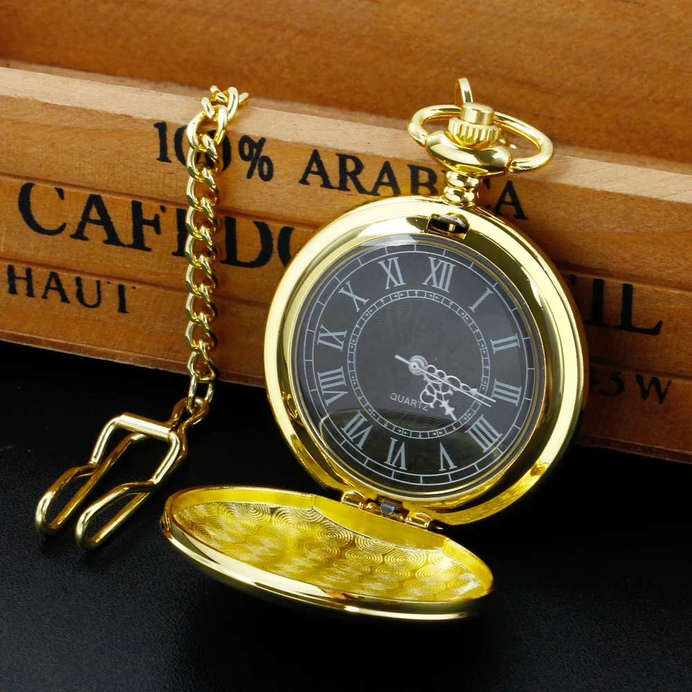 Златни Прости кристални джобни часовници за мъже, Жени Ретро Колие Джоб и ключодържател Верижка Часовници Подаръци Директен Доставка