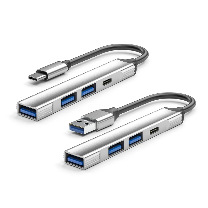 USB-хъб от алуминиева сплав с 4 порта и адаптер 2USB2.0 1USB3.0 TypeC Подкрепя устройство Type C и USB