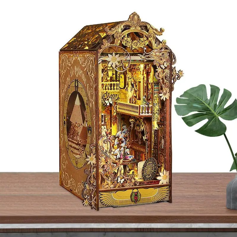 Набор от Книжарниците Краища на Декоративни Дървени Поставки За Книги 3D Дървен Пъзел Поставка За Книги Куклена Къща, Комплекти За Бродерия Миниатюрен Книжен Ъгъл Полк части За