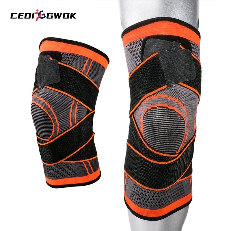 Компресия коленете CEOI GWOK Sport за спорт, фитнес, джогинг, колоездене, вдигане на тежести, Регулируема еластична подкрепа на коляното