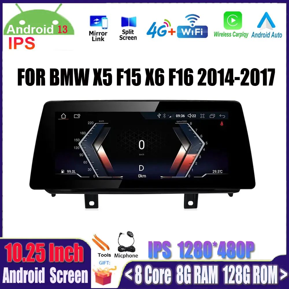 10,25-Инчов NBT Безжичен Carplay GPS Навигация Android 13 ЗА BMW X5 F15 X6 F16 2014-2017 Мултимедиен Радиоплеер WIFI BT 4G Lte