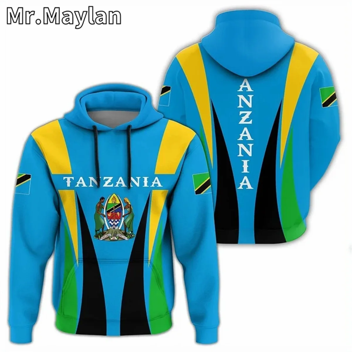 АФРИКАНСКА HOODY С КАЧУЛКА, знаме на Танзания, Качулки унисекс с 3D принтом, мъжки / дамски градинска дрехи, пуловер с цип, ежедневни яке, спортни костюми YH-389 0
