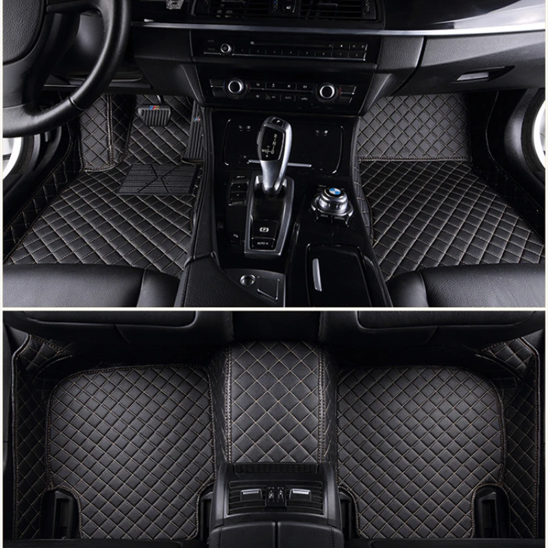Автомобилни постелки по поръчка за Hyundai Santa Fe 7 Seat 2013-2023 години на Освобождаването, Килим от изкуствена кожа Аксесоари за интериора на колата