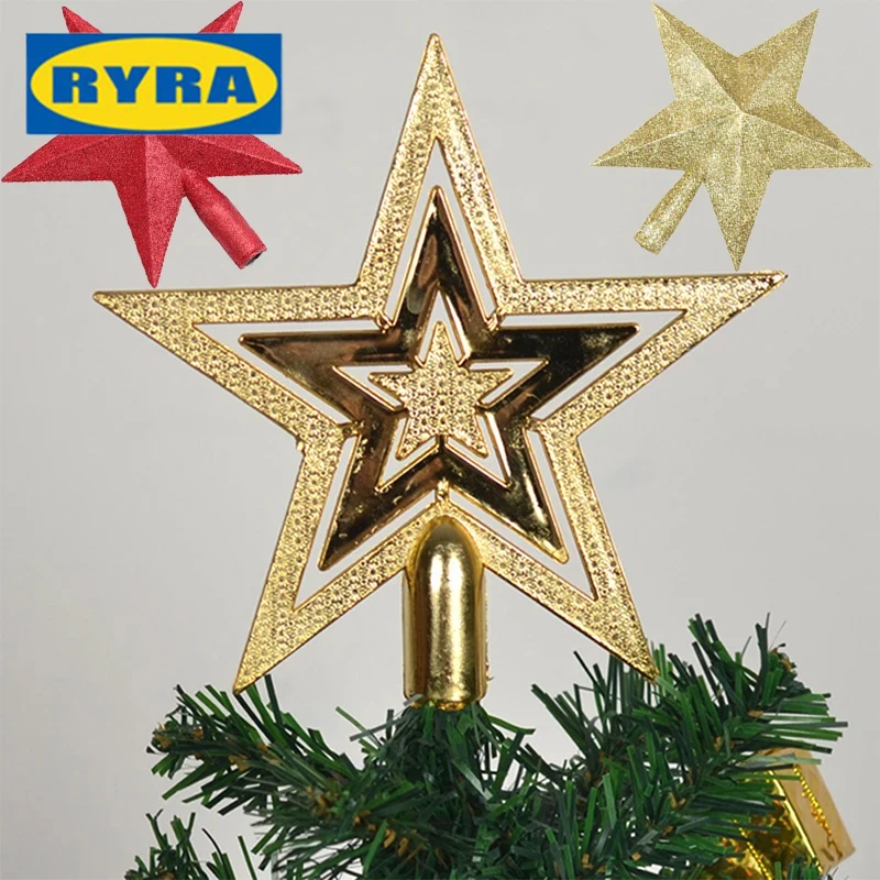 Звезда на върха на коледната елха, украса за коледната елха, пентаграм, празнична атмосфера, покритие Christmastree Звезда на върха на дървото.