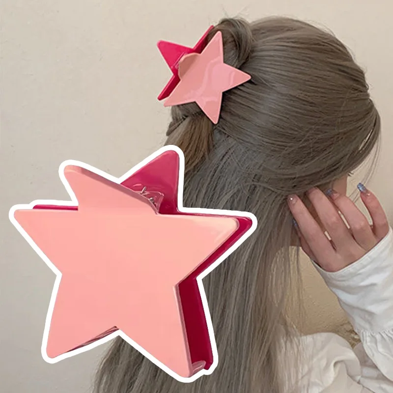 Пентаграмът Нокът за коса Модерен прическа с клип под формата на звезди и Акули Sweet Girls Корея Геометрична Шнола за коса, Шапки и Аксесоари за коса
