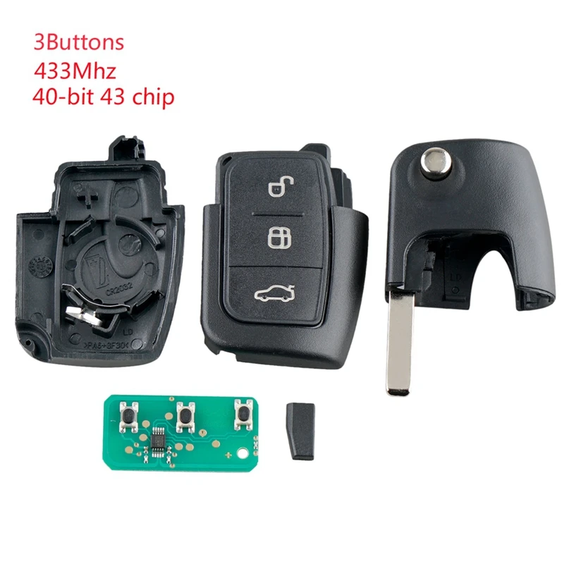 Авто умно дистанционно ключ с 3 бутона, Подходящи за Ford Focus, Fiesta 2013 Ключодържател калъф 433 Mhz