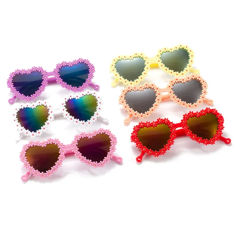 Детски слънчеви очила с форма на сърце с цвете, слънчеви очила, Модерен Детски слънчеви очила за момичета и момчета, Детски слънчеви очила на открито