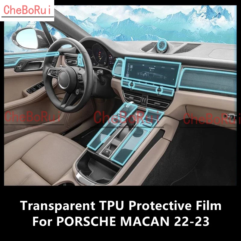 За PORSCHE MACAN 22-23 Централна конзола вътрешността на колата Прозрачен защитен филм от TPU, филм за ремонт от надраскване, Аксесоари за ремонт