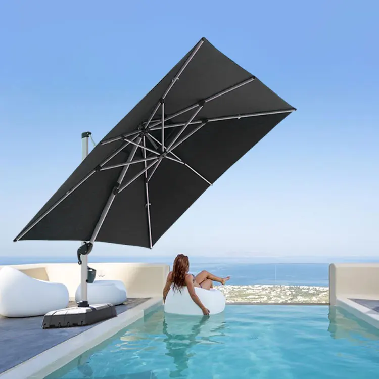 2023 Горещ Голям водоустойчив отворен чадър с двоен покрив 11-подножието плажни алуминиеви Конзолни градински чадъри и Чадъри за двор