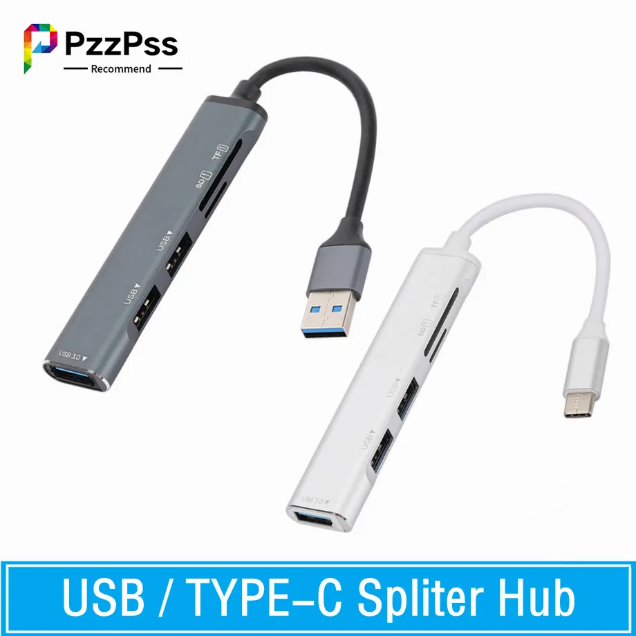 Хъб PzzPss TYPE-C Високоскоростен USB хъб 3.0, сплитер, четец на карти, многопортовый с пристанище, SD TF за Macbook, компютърни аксесоари, USB hub