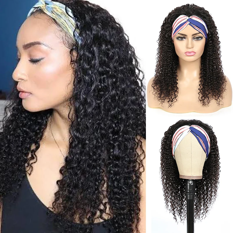 Перука с джанта за къдрава коса, перука, изработени от естествени черни дълги бразилски коса, перуки за черни жени 180% плътност IJOY
