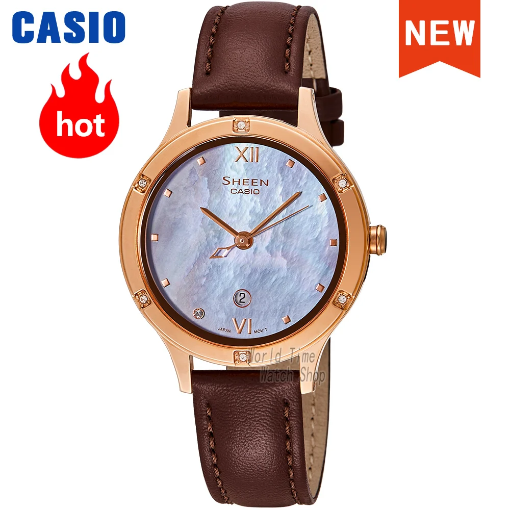 Casio часовник за жени от серията SHEEN най-добрата марка за луксозни Водоустойчив Кварцови часовници, дамски часовници, Подаръци, reloj mujer