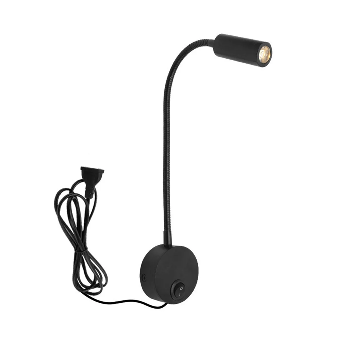 Стенни лампа за четене, монтиран на стената лампа, маркуч, нощна лампа, ключ за управление, монтиран на стената лампа в минималистичен стил (черна щепсел САЩ)