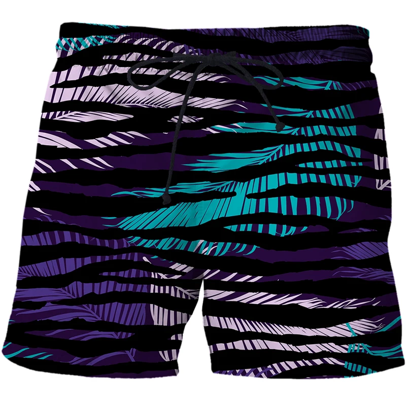 Нови летни модни спортни шорти с 3D принтом листа на джунглата, плажни шорти с змеиным принтом, бързо съхнещи панталони, бански, мъжки ежедневни панталони за джогинг 0