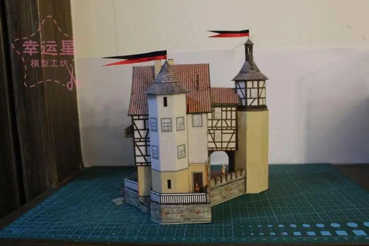 Средновековна архитектура 1/87 Немски малък замък 3D книжен модел Ръководство за експлоатация