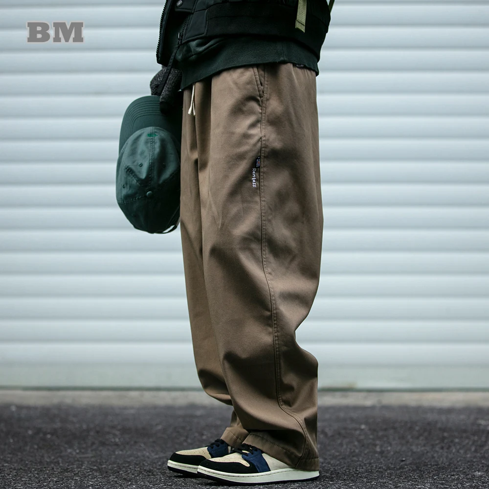 Зимна Японска градинска облекло Висококачествени флисовые карго панталони за мъже Harajuku Модерни ежедневни Дебели ветроупорен прави панталони 0