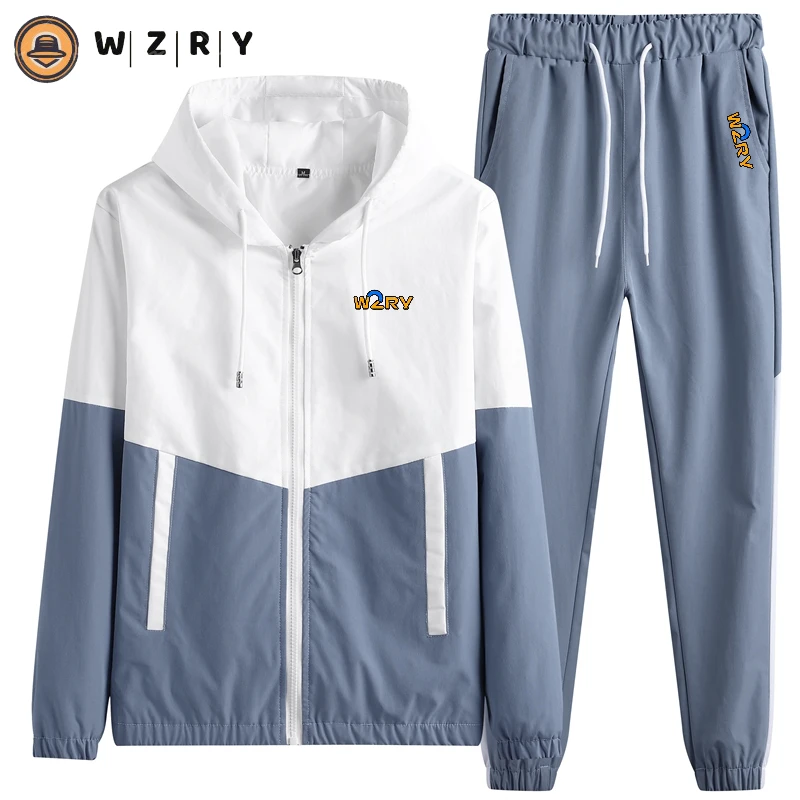 Мъжки спортни облекла за голф WZRY, ежедневни спортни облекла за бягане, яке и панталони с качулка, спортни облекла за бягане в стил хип-хоп от две части 1