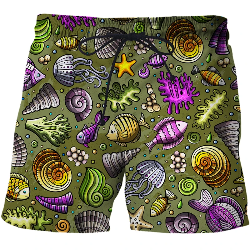 Нови летни модни спортни шорти с 3D принтом листа на джунглата, плажни шорти с змеиным принтом, бързо съхнещи панталони, бански, мъжки ежедневни панталони за джогинг 2