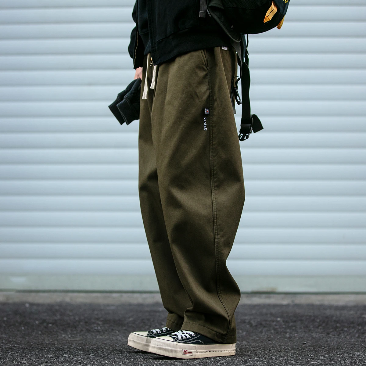 Зимна Японска градинска облекло Висококачествени флисовые карго панталони за мъже Harajuku Модерни ежедневни Дебели ветроупорен прави панталони 2