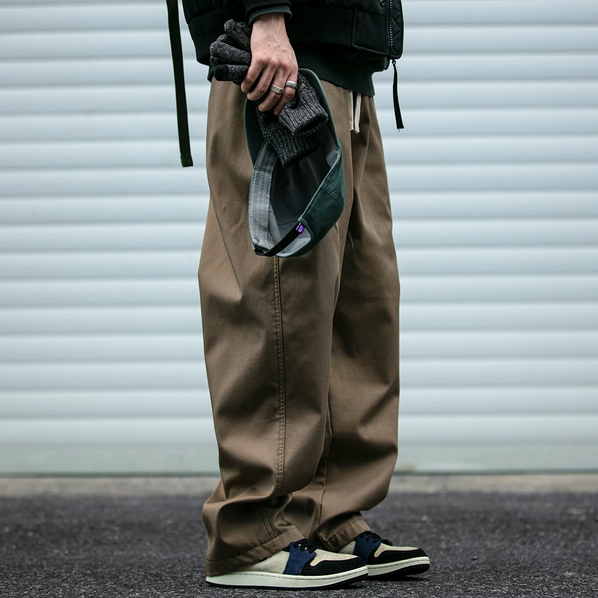 Зимна Японска градинска облекло Висококачествени флисовые карго панталони за мъже Harajuku Модерни ежедневни Дебели ветроупорен прави панталони 3