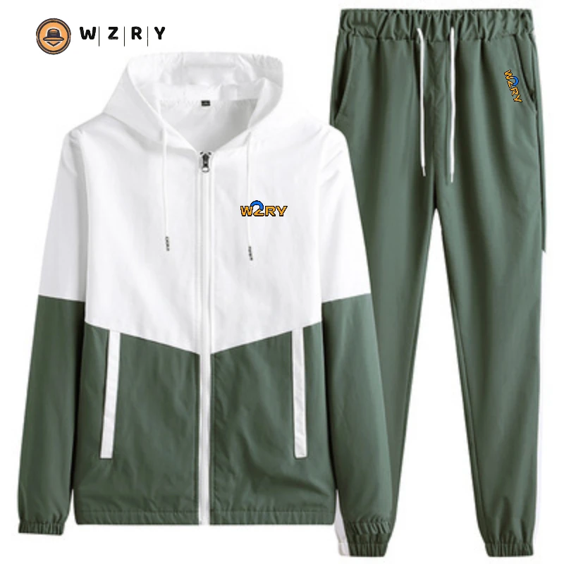 Мъжки спортни облекла за голф WZRY, ежедневни спортни облекла за бягане, яке и панталони с качулка, спортни облекла за бягане в стил хип-хоп от две части 4