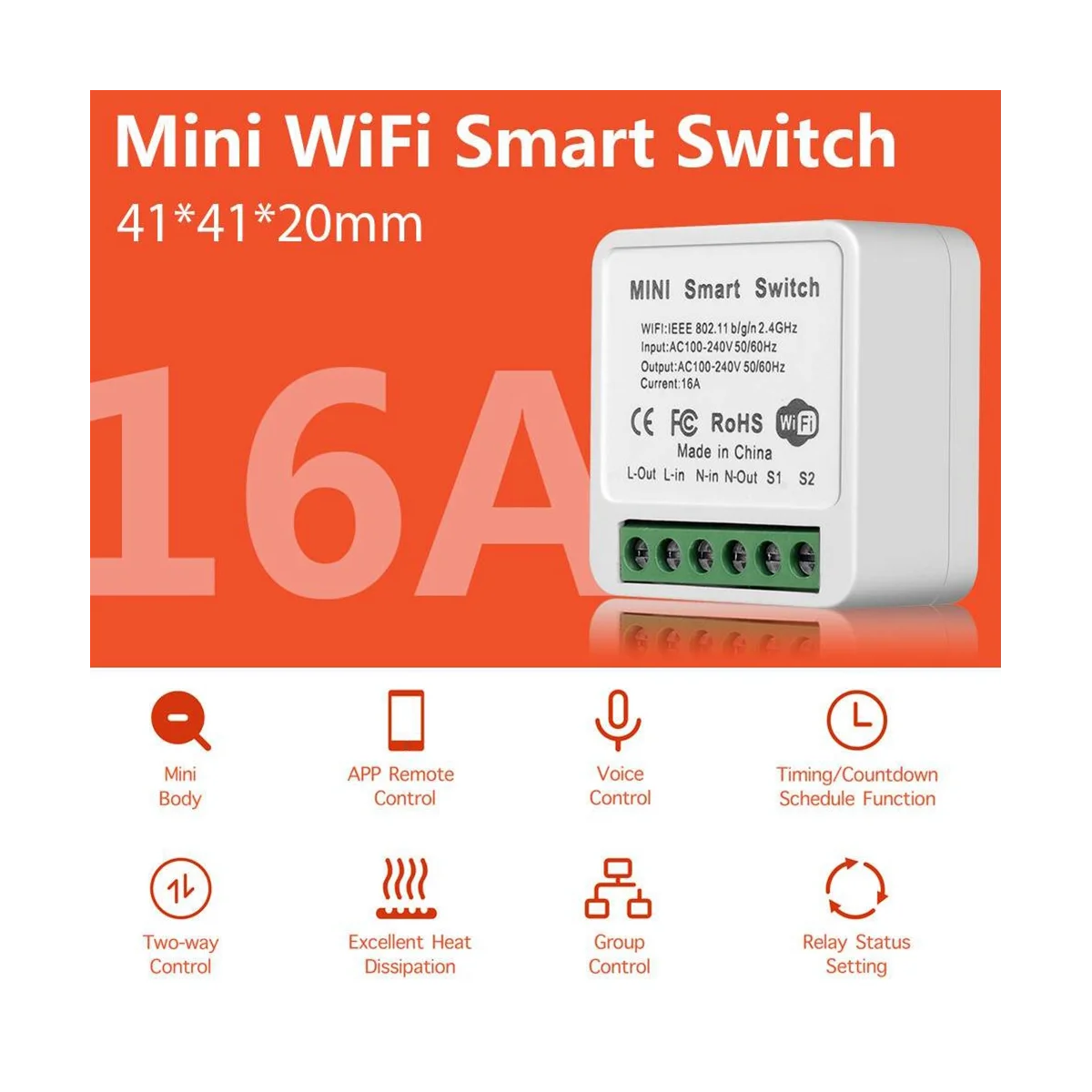 Sasha Wifi Zigbee 16A Mini Smart Switch 1/2/3/4 Малко Поддръжка на 2-Полосного за управление на Smart Life Алекса Google Home Yandex Алекса 5