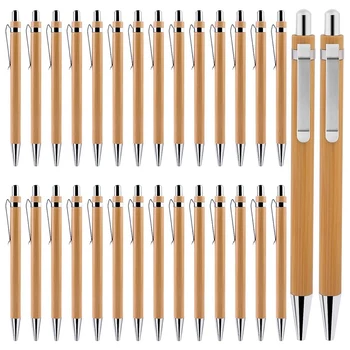 30 опаковки дървени химикалки, Бамбук химикалка химикалка, комплект бамбукови химикалки за училище