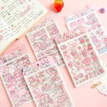 4 бр. /компл. Розови матови етикети за момичета с температура на възпламеняване, декоративна стикер за scrapbooking, направи си сам, стикер за дневник, албум, канцеларски материали Kawaii