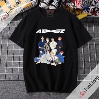 Ateez Zevity Корея, мъжка вокална група, реколта дрехи на 90-те години, Елегантни и младежки дамски блузи, тениски за жени, сладка манга