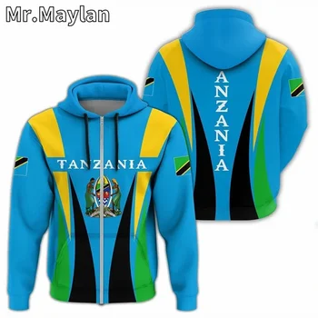 АФРИКАНСКА HOODY С КАЧУЛКА, знаме на Танзания, Качулки унисекс с 3D принтом, мъжки / дамски градинска дрехи, пуловер с цип, ежедневни яке, спортни костюми YH-389 1
