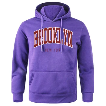 Бруклин Ню Йорк Мъжки hoody Зимни Топлото Спортно облекло Casual Модни Руното hoody Основни Универсални Свободни горнища