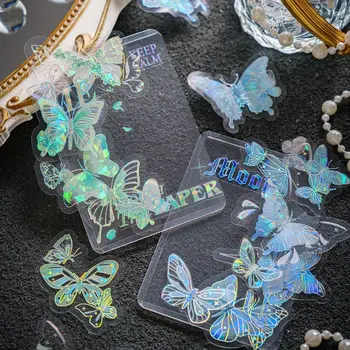 Декоративна фэнтезийная стикер с пеперуда, Ръчно изработени Изделия със собствените си Ръце Холограма Лазерна стикер Блестящи стикери за миксиране от ледени кристали за домашни ЛЮБИМЦИ