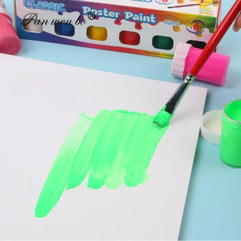 Детска Живопис 6 Цветни Бои Набор от 22 мл Акрилна Пигменти Метален Флуоресцентно Текстил Стъкло DIY Рекламни Живопис Графити 2