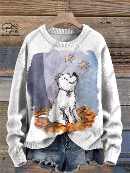 Коледна серия с 3D-принтом, цветен принт със сладък куче, грозен пуловер, всекидневни зимни топъл пуловер, нов стил унисекс M-1