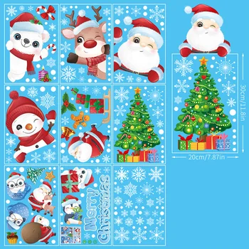 Коледни стикери за прозорците Дядо Коледа е Загубил Етикети в прозореца Снежинка Украса на Коледната елха Електростатичен етикети са Водоустойчиви