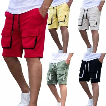 Къси панталони-карго Летни мъжки памучни спортни шорти 2023 Модни нови ежедневни празни мъжки модни