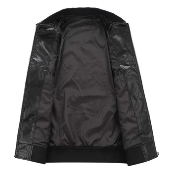 Модерно яке от изкуствена кожа, мъжки якета и палта, ветровка, черно яке-бомбер, яка-часова, студентски мъжки дрехи 2