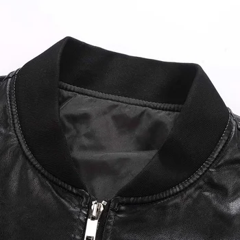 Модерно яке от изкуствена кожа, мъжки якета и палта, ветровка, черно яке-бомбер, яка-часова, студентски мъжки дрехи 3