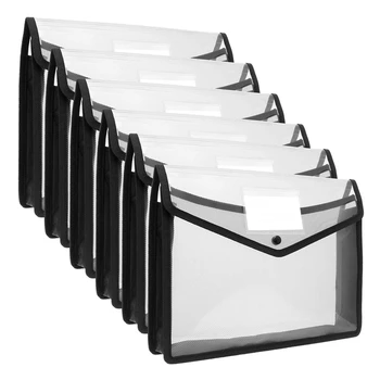 Пластмасова торба с капацитет от 6 броя, формат А4, Органайзер за файлове, Чанта за документи чанта за съхранение на канцеларски материали.