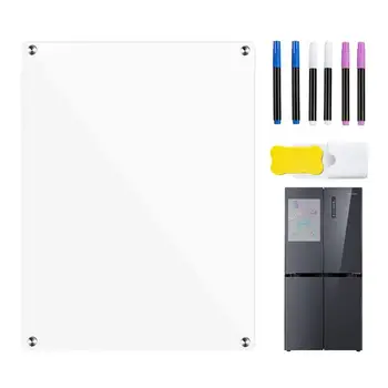 Прозрачен календар на вратата на хладилника, Магнитна дъска, сухо изтриване за хладилник, дъска за бележки с прозрачен акрилен лист за планиране на седмицата