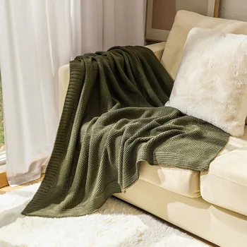 Скандинавски вязаное одеяло, покривка от леглото на конци, Офис дрямка, покривка за дивана в самолета, Мека кърпа, покривка за дивана в клетката, Гобеленовый калъф за дивана 2