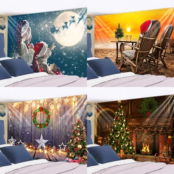 Снежинка, Коледно дърво, гоблен, монтиран на стената домашен пейзаж, подарък от Дядо Коледа, украса за спални, хол, къща 